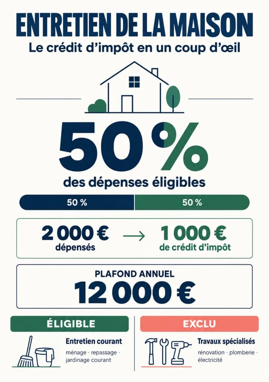 Infographie sur l’entretien de la maison et les travaux ménagers et le crédit d’impôt de 50 %