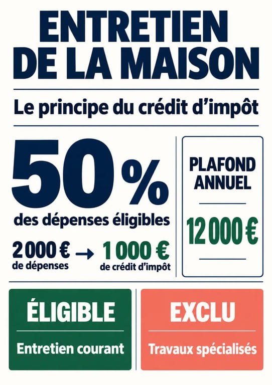 Infographie sur l’entretien de la maison et les travaux ménagers et le crédit d’impôt de 50 %